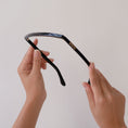Load image into Gallery viewer, Obsidian Black Headband. Goes on like sunglasses. Foldable. Luxury acetate.